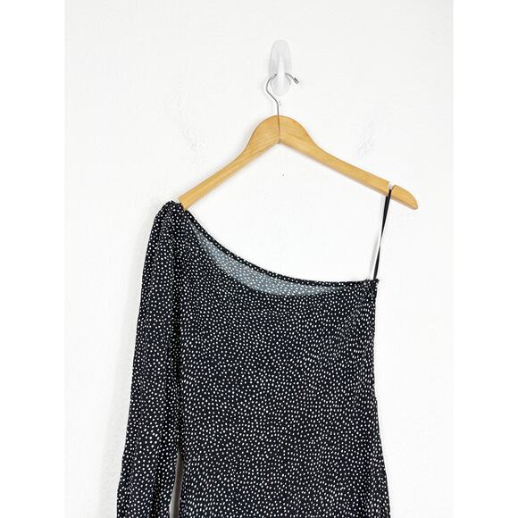 Free People Blake One Shoulder Maxi Dress Size 4 Polka Dot Aline Cocktail - Picture 11 of 13